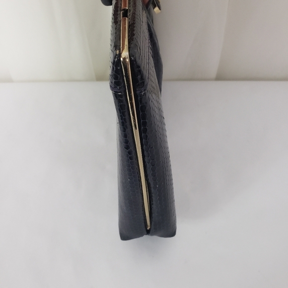 Vintage Koret dark navy reptile texture hinged convertible clutch/shoulder bag - Picture 3 of 7